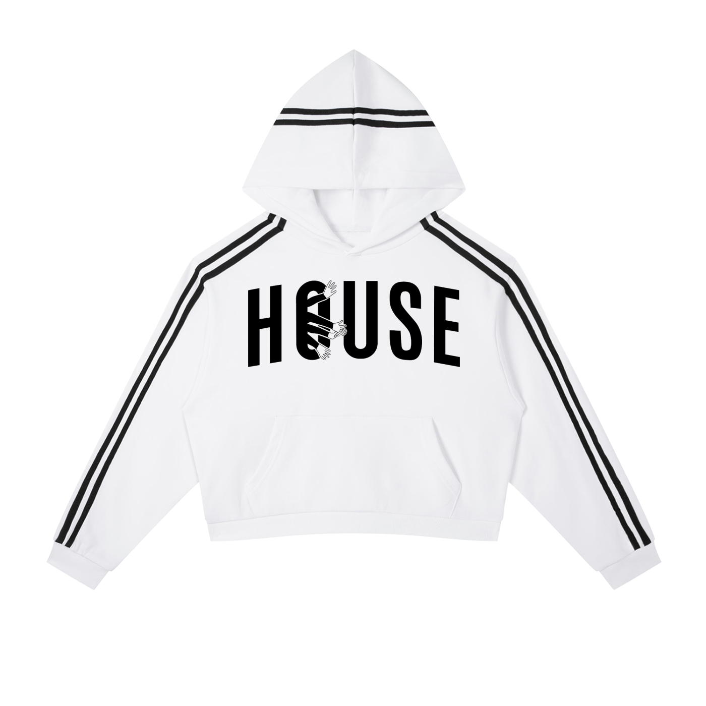 HOUSE Stripe Cropped Hoodie
